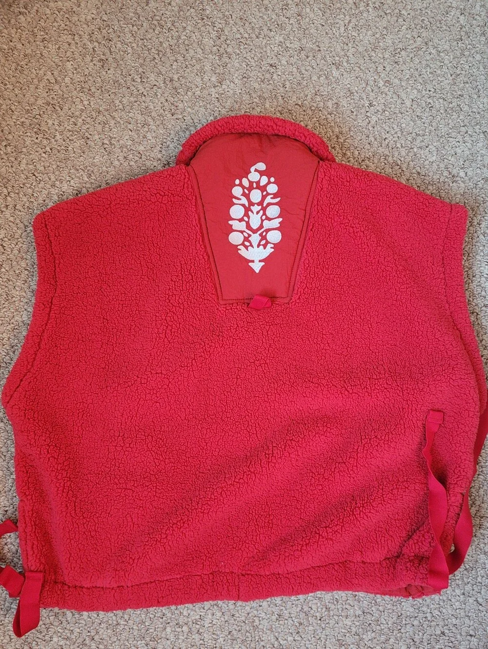 New Free People Movement Fleece Oversized Red Vest Logo on The Back